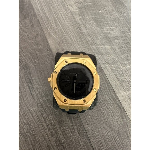 New Casio OAK G-Shock GA2100-1A1 A/D AP Royal Oak Gold Case Black Rubber - Picture 2 of 6